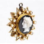 Continental gold, onyx and pearl pendant - 19th century
