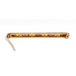 Diamond ruby gold bar brooch