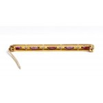 Diamond ruby gold bar brooch