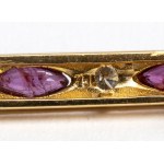 Diamond ruby gold bar brooch