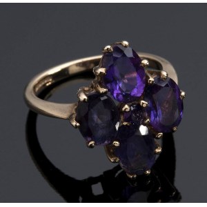 English gold and amethysts ring - Birmingham 1942