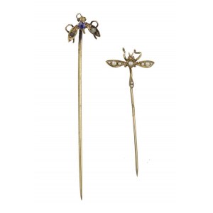 Two English Victorian gold stick pin - 19th century