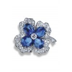 Platinum gold sapphire diamonds floral brooch