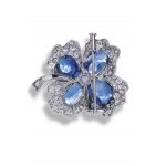 Platinum gold sapphire diamonds floral brooch