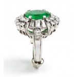 Platinum emerald diamond ring - 1930s
