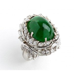 Emerald diamond gold ring