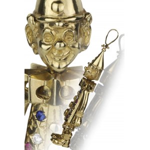 Pinocchio gold and glass paste pendant