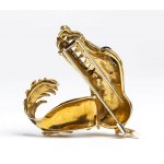 Chinese Dragon enamel gold brooch