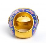 Gold enamel citrin quartz diamonds band ring - manufacure INDIA