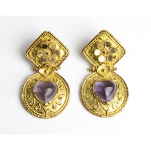 Amethyst gold drop earrings