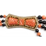 Cerasuolo coral onyx and diamond long gold necklace