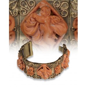 Cerasuolo coral cameo - gold bracelet - late 19th century