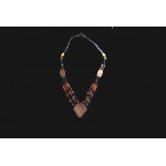 Ethnic coral and lapis lazuli sterling silver necklace