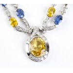 Blue and yellow sapphire diamond gold neclace