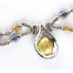 Blue and yellow sapphire diamond gold neclace