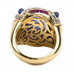 Gold sapphire ruby diamond ring