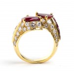 Ruby diamond contrarie' motif band gold ring