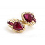 Ruby diamond contrarie' motif band gold ring