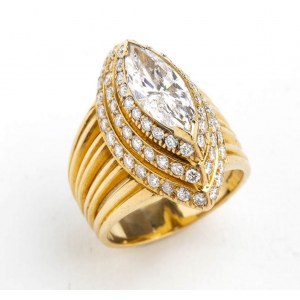 Navette cut diamond gold band ring