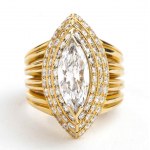 Navette cut diamond gold band ring