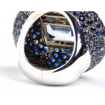 Blue topaz sapphire diamond gold band ring