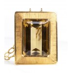 Citrine quartz pendant gold necklace