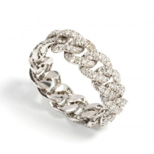 Diamond gold grumette link ring