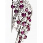 Ruby diamonds floral gold brooch