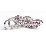 Ruby diamonds floral gold brooch