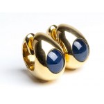 Pair of gold and blue sapphire earrings