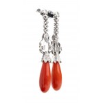 Pair of earrings with diamonds and Mediterranean coral