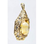 Citrine quartz sapphires gold pendant