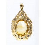 Citrine quartz sapphires gold pendant