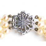 3 cultured pearl strand diamond gold bracelet