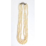 3 cultured pearl strand diamond gold necklace