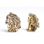 Diamond sapphire emerald gold earrings