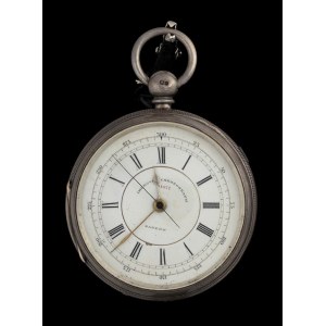 English sterling silver 1/5 centre seconds chronograph pocket watch - Chester 1878
