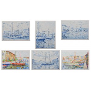 Serge MENDJISKY (1929-2017), Zestaw 6 litografii z teki „Port Grimaud”, 1969