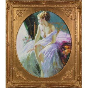 Painter unspecified, Young woman in boudoir