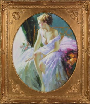 Painter unspecified, Young woman in boudoir