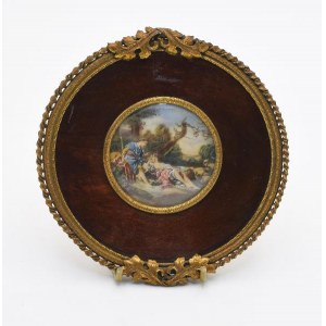 Painter unspecified, 20th century, Genre scene in French Rococo manner - miniature