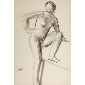 Wojciech Weiss (1875-1950), Akt kobiety z prawą nogą wspartą na podwyższeniu, 1910