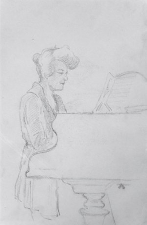 Karol Kossak (1896-1975), Kobieta grająca na fortepianie, 1922