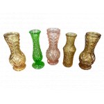 Set of Czech glass vases - 5 pieces, 1970s.