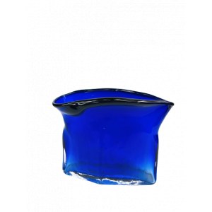 Glass vase, cobalt. Designed by Maria Veltuzen Nagrabecka. Signed Velt 94, 1990s.