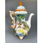 Porcelain kettle, signed Capo di Monte, Italy, 1970s.