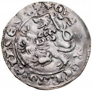 Johannes von Luxemburg 1310-1346, Prager Pfennig, Av: Königskrone, Rv.: Böhmischer Löwe.
