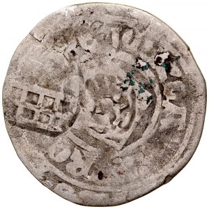 Deutschland, Schwäbisch Hall, Ulm, 2 x Gegenstempel auf Prager Pfennig aus dem 15. Jahrhundert, 2 x Gegenstempel auf Prager Groschen XV Jh.