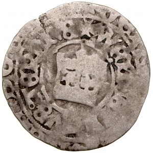 Německo, Kempten, Kontramarka na pražském groši z 15. století, Gegenstempel auf Prager Groschen XV Jh.