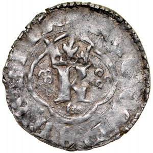 Kasimir der Große 1333-1370, Rus. quarto, Av.: Buchstabe K im Ornament, Rv.: Löwe.